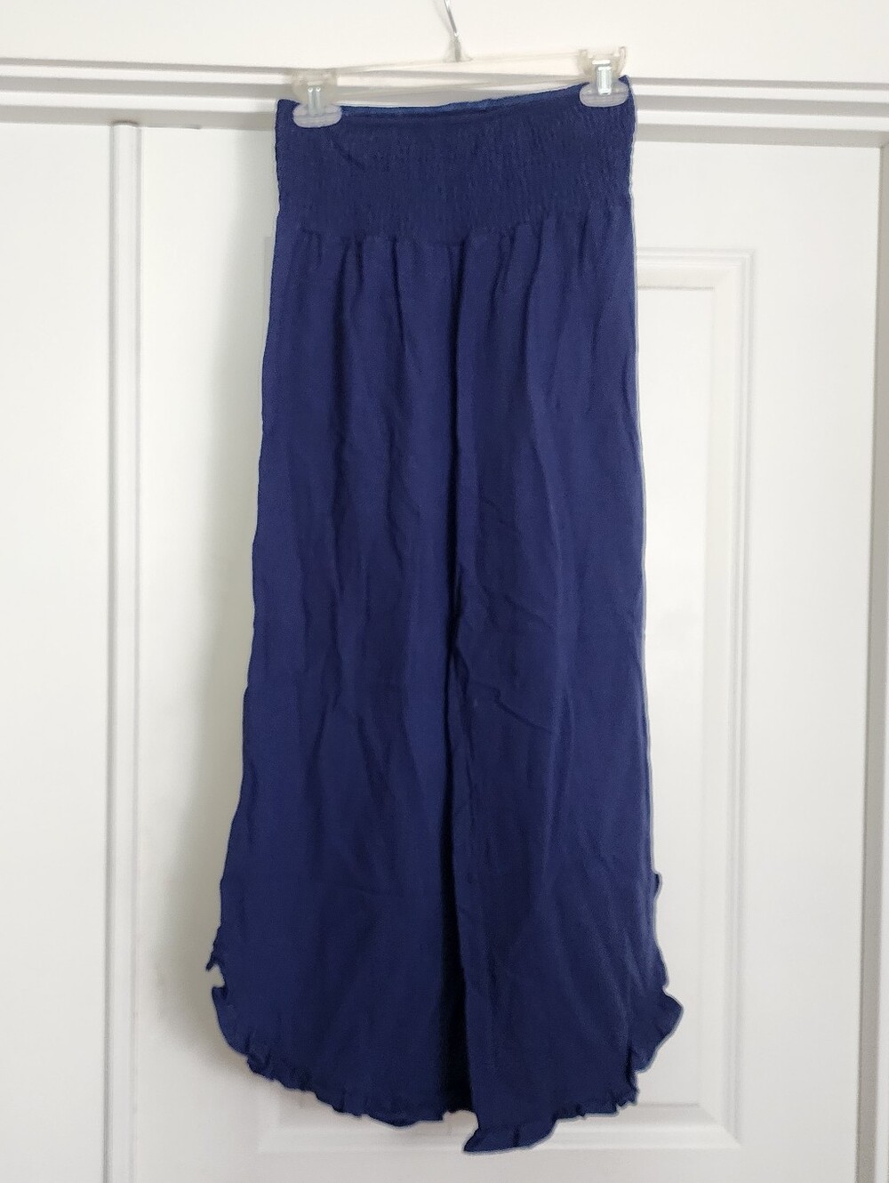 Smocked Waist Gaucho Pants in Deep Blue
